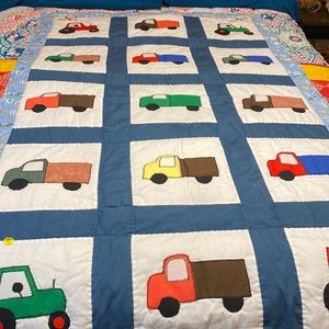 Handmade Baby trucks and tractors quilt